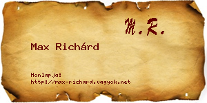 Max Richárd névjegykártya